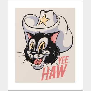 YeeHaw - Cowboy Cat Retro Mascot Posters and Art